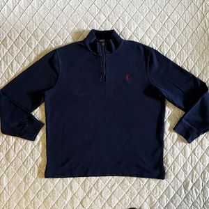 Polo by Ralph Lauren Large Blue Quarter Zip Pullover Mock Neck Sweater Orig $198